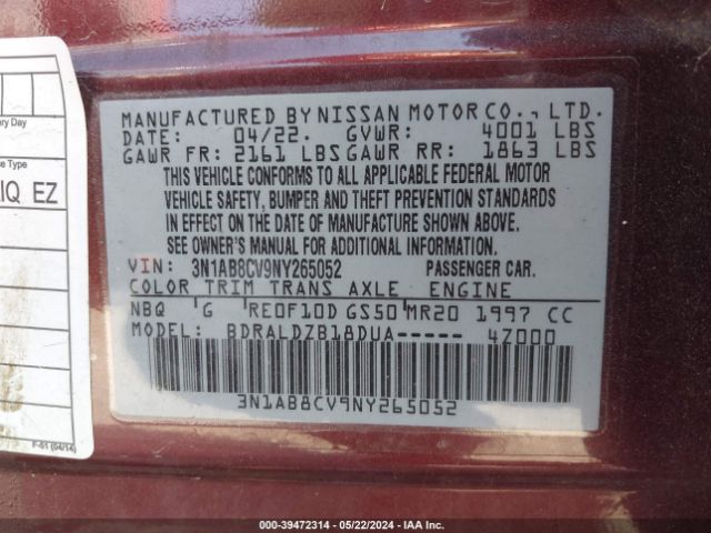 Photo 8 VIN: 3N1AB8CV9NY265052 - NISSAN SENTRA 