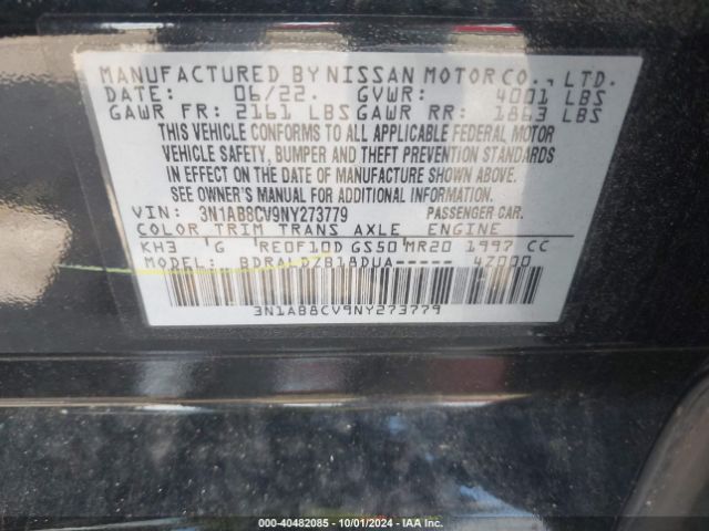 Photo 8 VIN: 3N1AB8CV9NY273779 - NISSAN SENTRA 