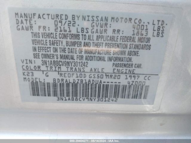 Photo 8 VIN: 3N1AB8CV9NY301242 - NISSAN SENTRA 