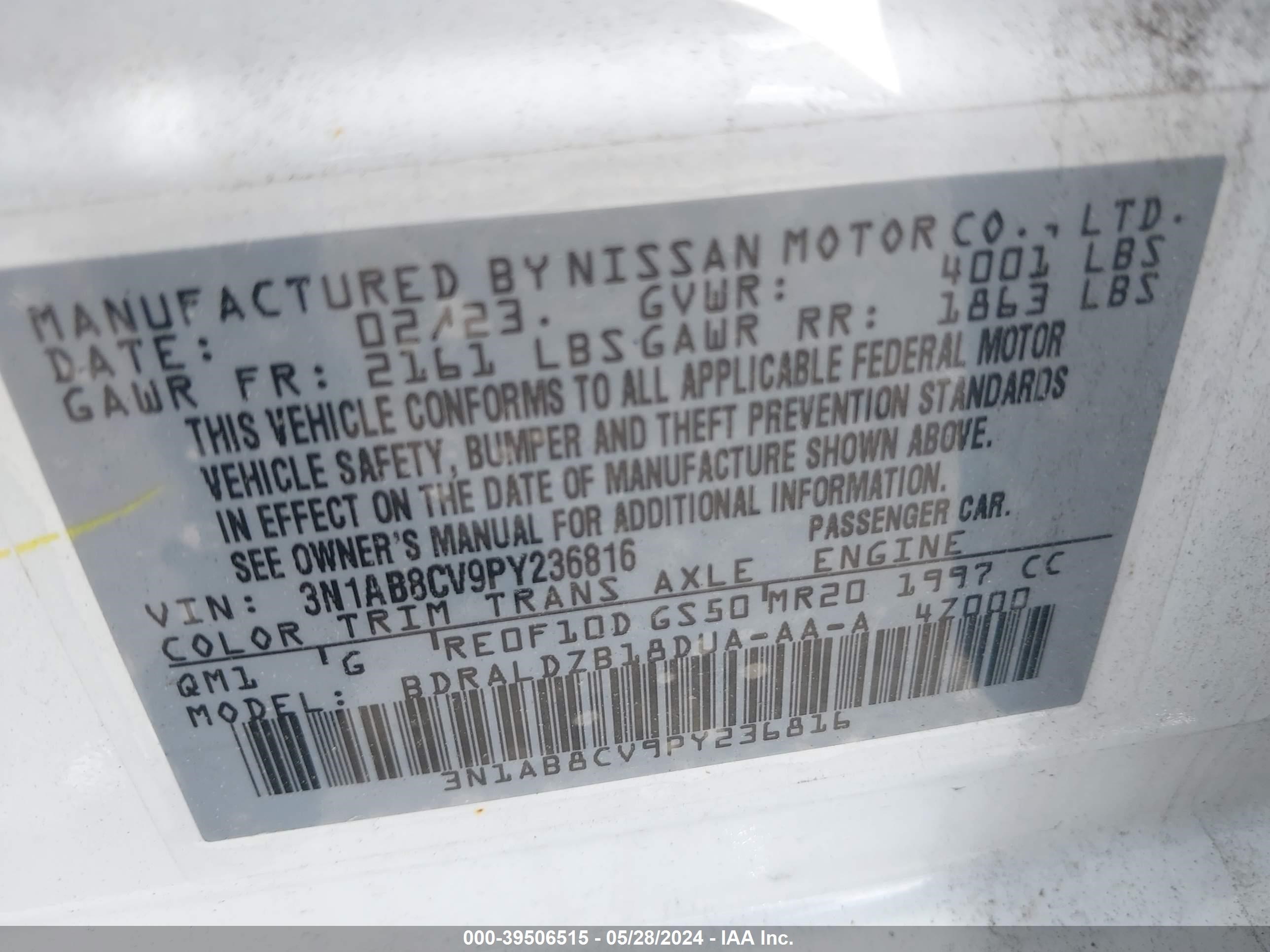 Photo 8 VIN: 3N1AB8CV9PY236816 - NISSAN SENTRA 