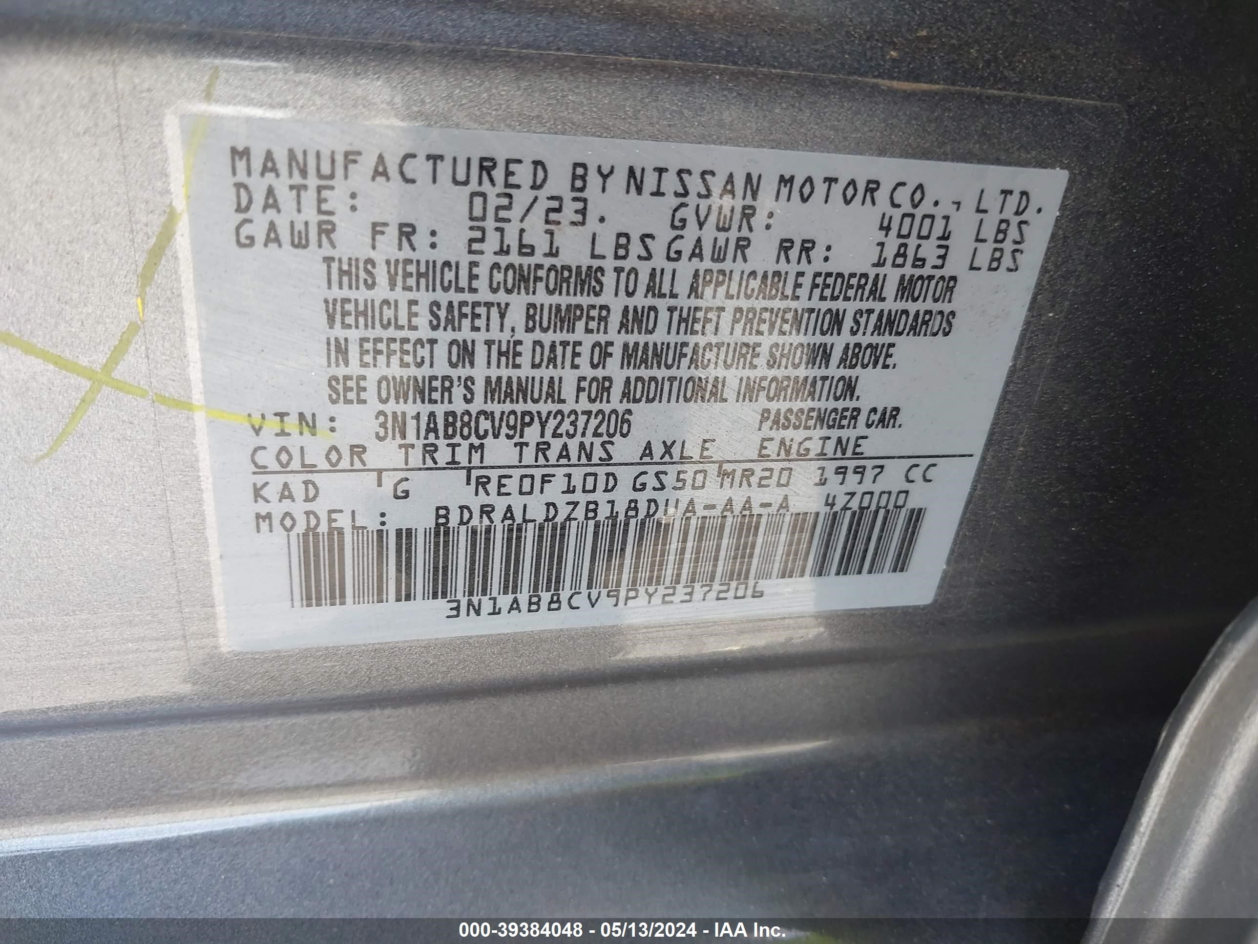 Photo 8 VIN: 3N1AB8CV9PY237206 - NISSAN SENTRA 