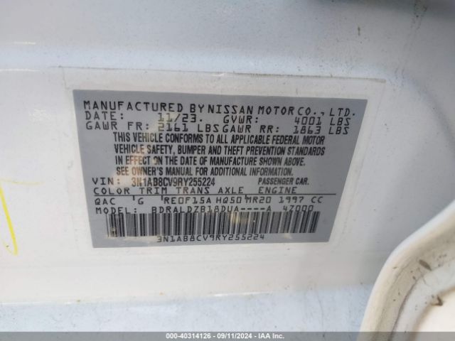 Photo 8 VIN: 3N1AB8CV9RY255224 - NISSAN SENTRA 