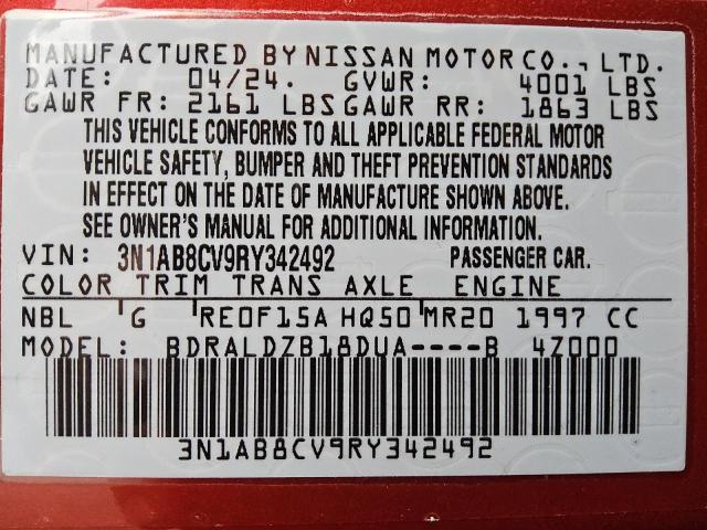 Photo 12 VIN: 3N1AB8CV9RY342492 - NISSAN SENTRA SV 