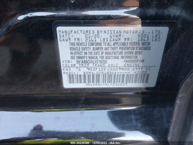 Photo 8 VIN: 3N1AB8CVXLY216259 - NISSAN SENTRA 