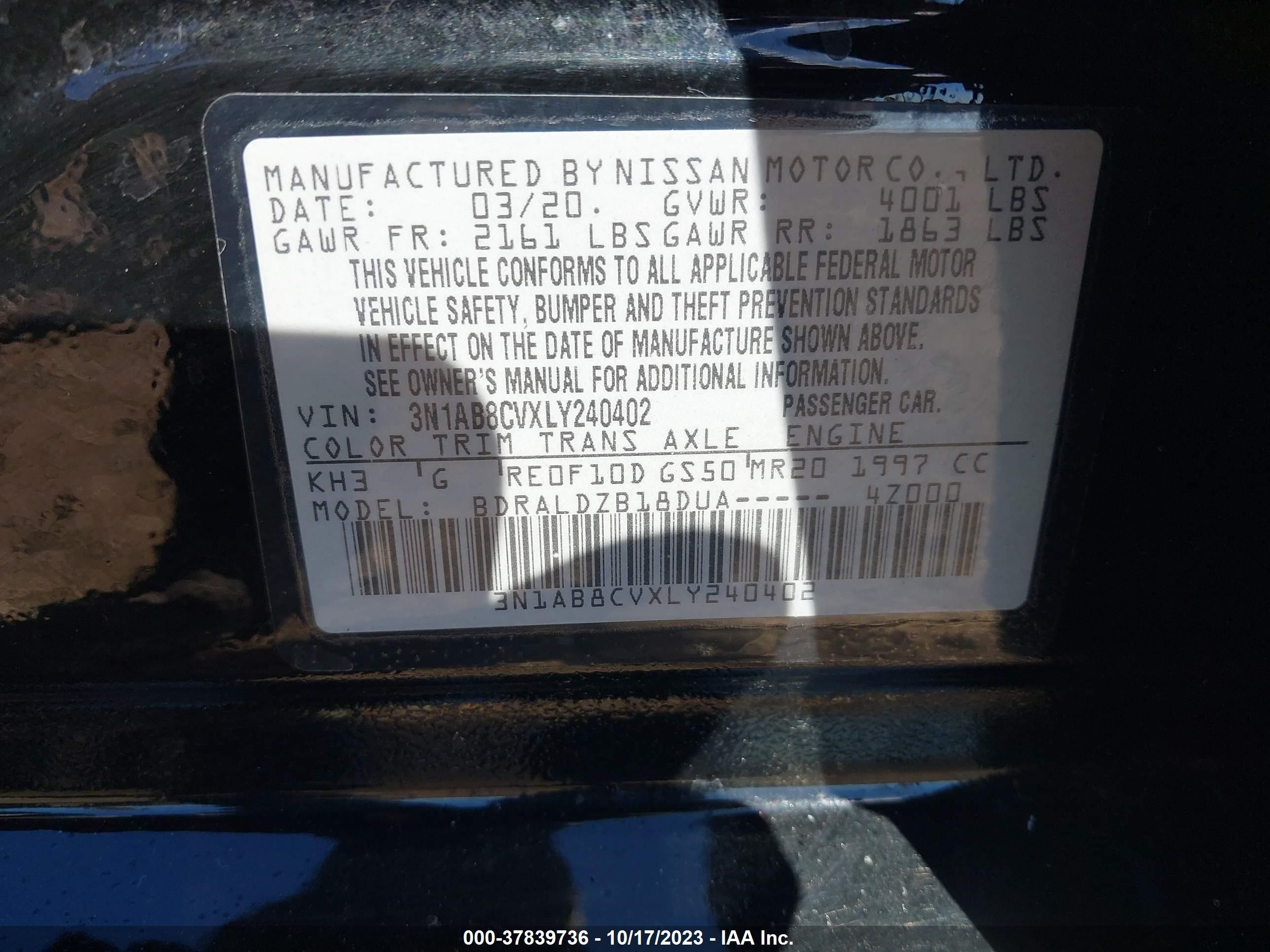 Photo 8 VIN: 3N1AB8CVXLY240402 - NISSAN SENTRA 