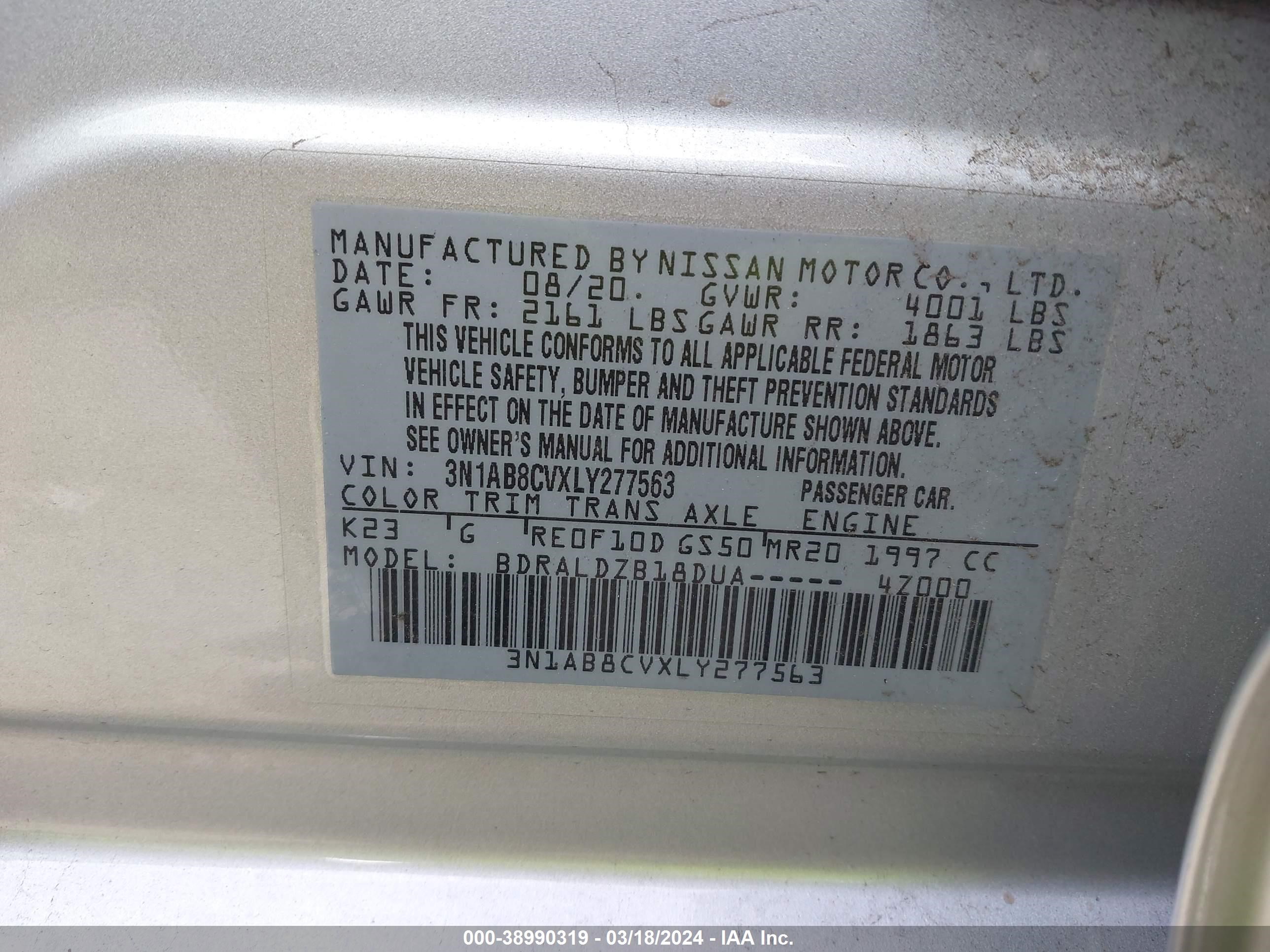 Photo 8 VIN: 3N1AB8CVXLY277563 - NISSAN SENTRA 