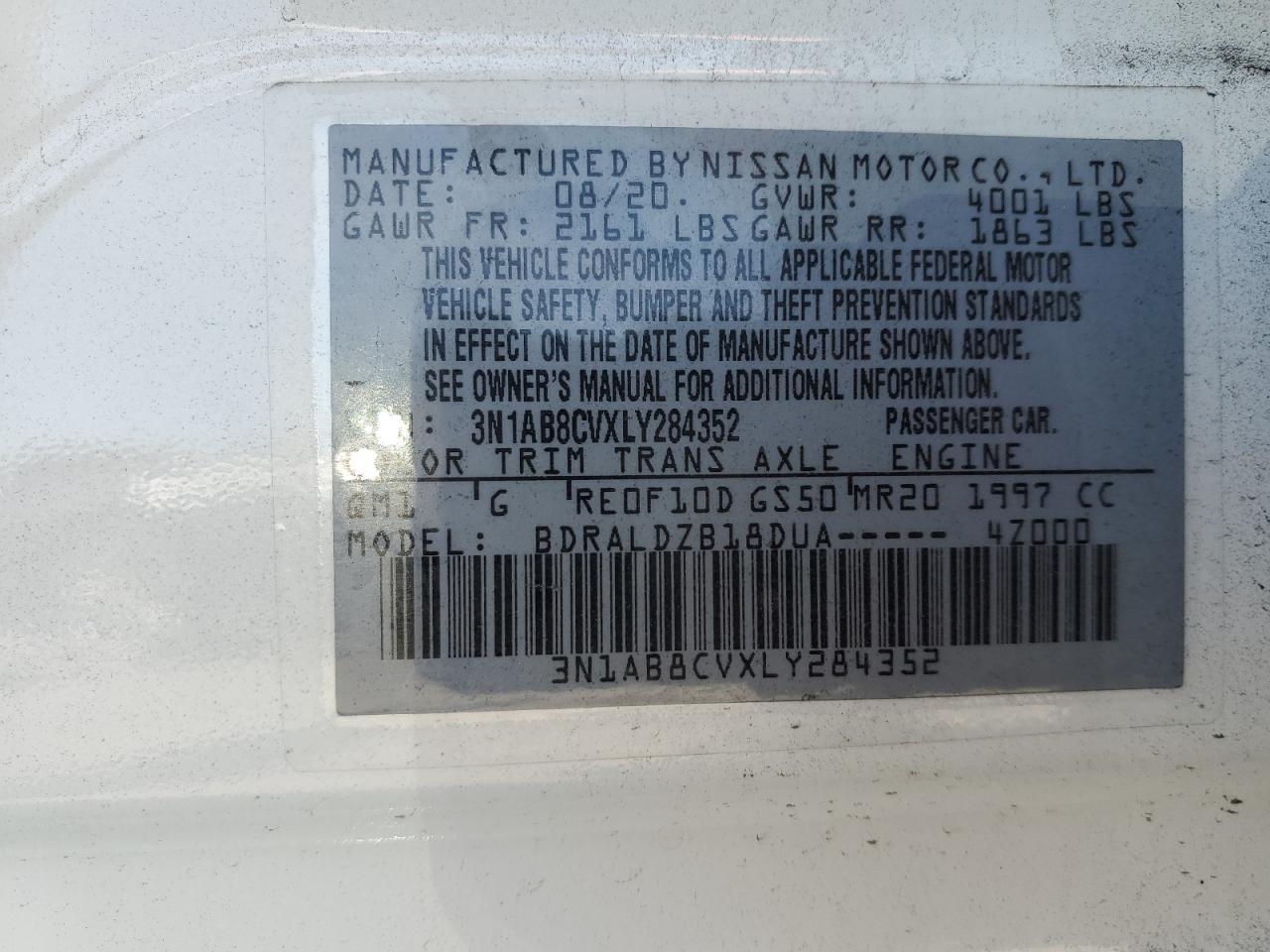 Photo 12 VIN: 3N1AB8CVXLY284352 - NISSAN SENTRA 