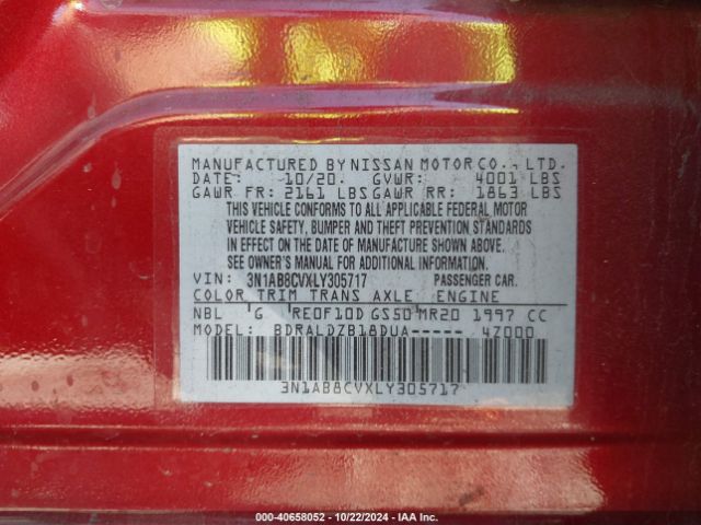 Photo 8 VIN: 3N1AB8CVXLY305717 - NISSAN SENTRA 