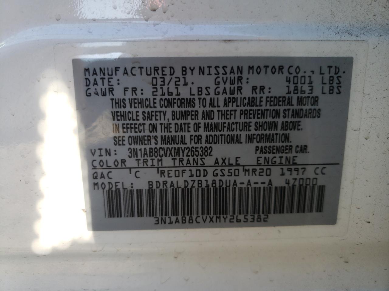 Photo 11 VIN: 3N1AB8CVXMY265382 - NISSAN SENTRA 