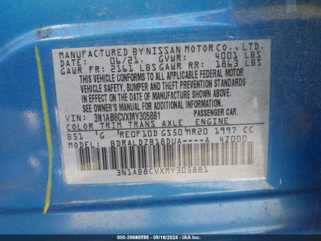 Photo 8 VIN: 3N1AB8CVXMY305881 - NISSAN SENTRA 