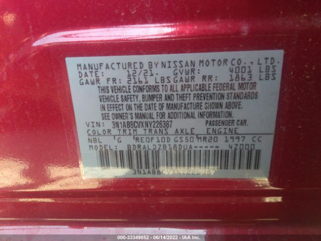 Photo 8 VIN: 3N1AB8CVXNY226387 - NISSAN SENTRA 