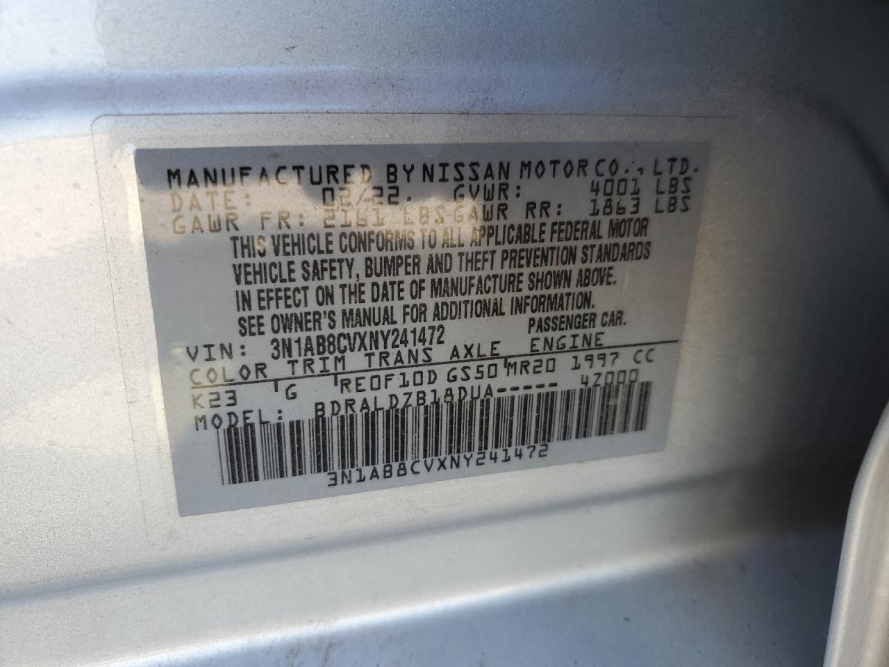 Photo 11 VIN: 3N1AB8CVXNY241472 - NISSAN SENTRA 