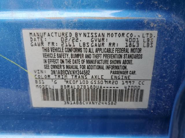 Photo 11 VIN: 3N1AB8CVXNY244582 - NISSAN SENTRA SV 