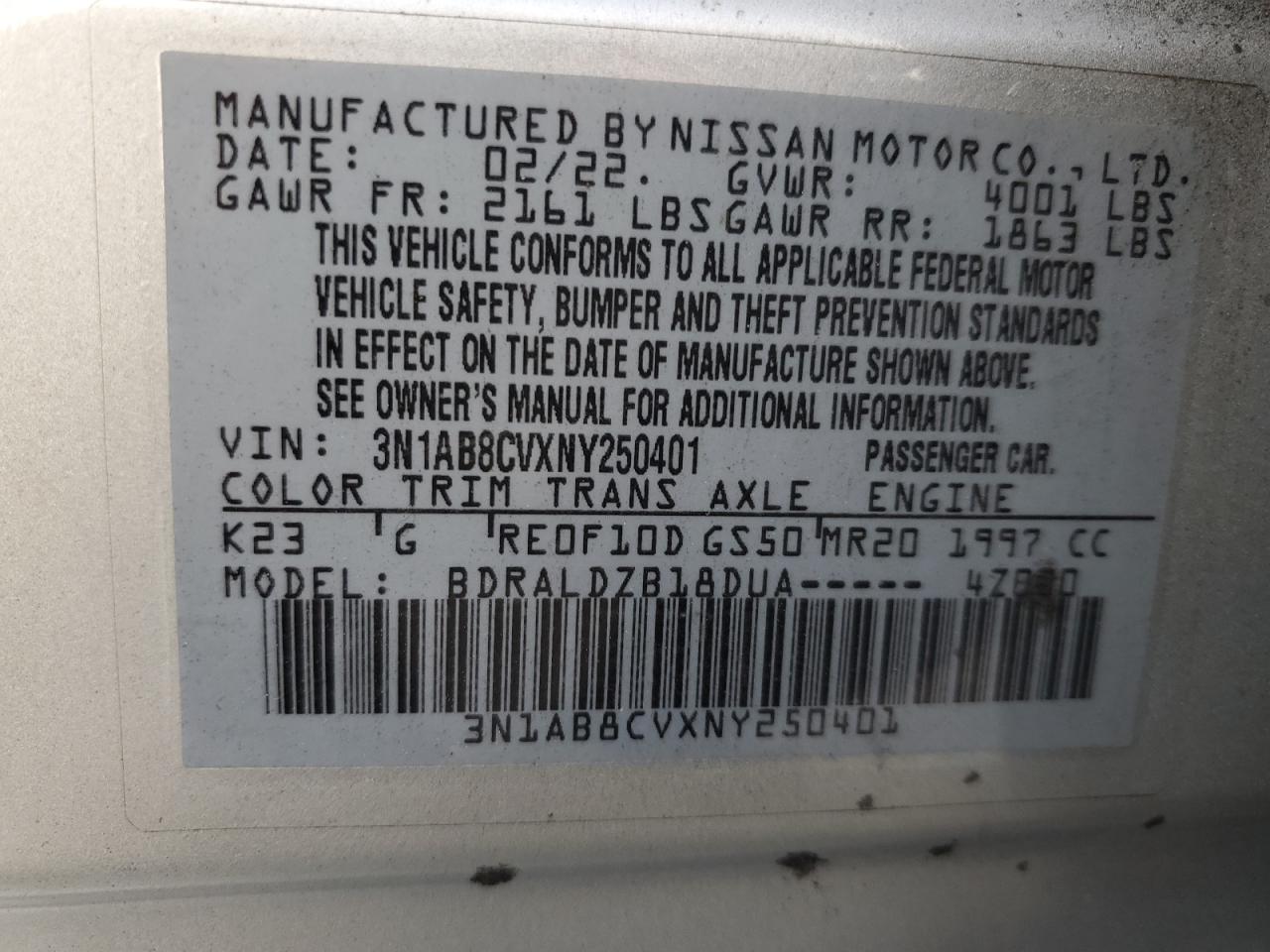 Photo 11 VIN: 3N1AB8CVXNY250401 - NISSAN SENTRA 