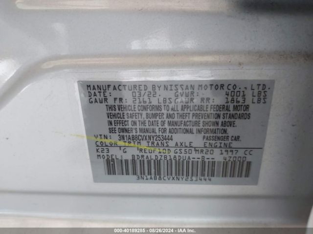 Photo 8 VIN: 3N1AB8CVXNY253444 - NISSAN SENTRA 