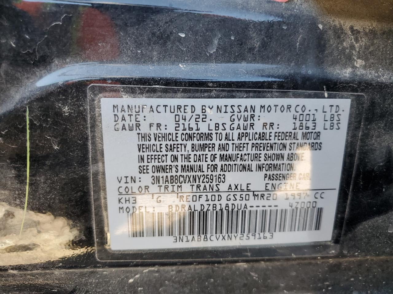 Photo 11 VIN: 3N1AB8CVXNY259163 - NISSAN SENTRA 