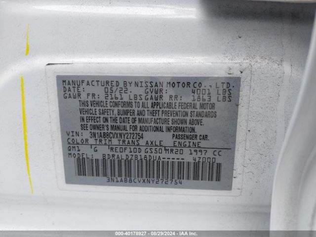 Photo 8 VIN: 3N1AB8CVXNY272754 - NISSAN SENTRA 