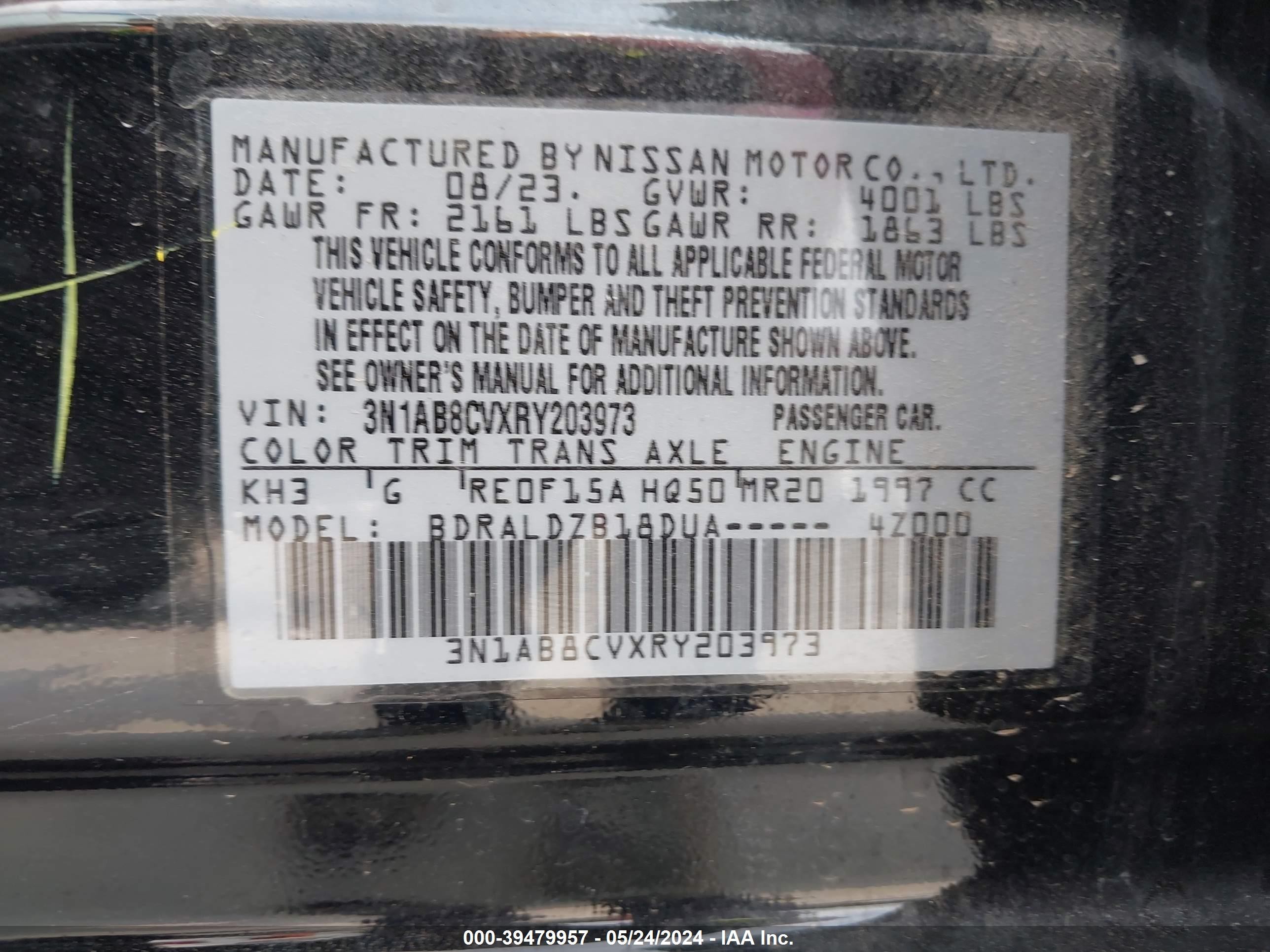 Photo 8 VIN: 3N1AB8CVXRY203973 - NISSAN SENTRA 