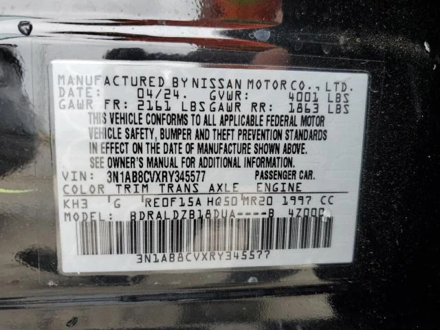 Photo 12 VIN: 3N1AB8CVXRY345577 - NISSAN SENTRA SV 