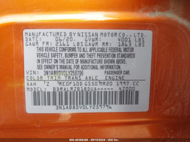 Photo 8 VIN: 3N1AB8DV0LY259796 - NISSAN SENTRA 