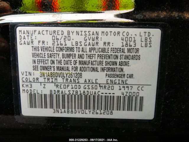 Photo 8 VIN: 3N1AB8DV0LY261208 - NISSAN SENTRA 