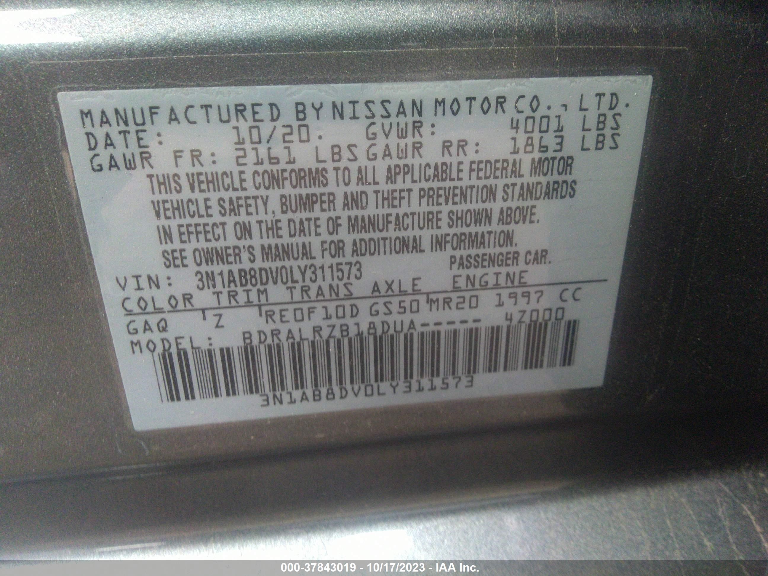 Photo 8 VIN: 3N1AB8DV0LY311573 - NISSAN SENTRA 