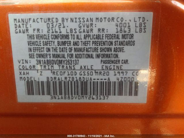 Photo 8 VIN: 3N1AB8DV0MY263137 - NISSAN SENTRA 