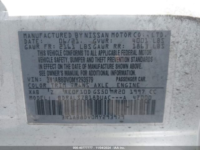 Photo 8 VIN: 3N1AB8DV0MY293979 - NISSAN SENTRA 