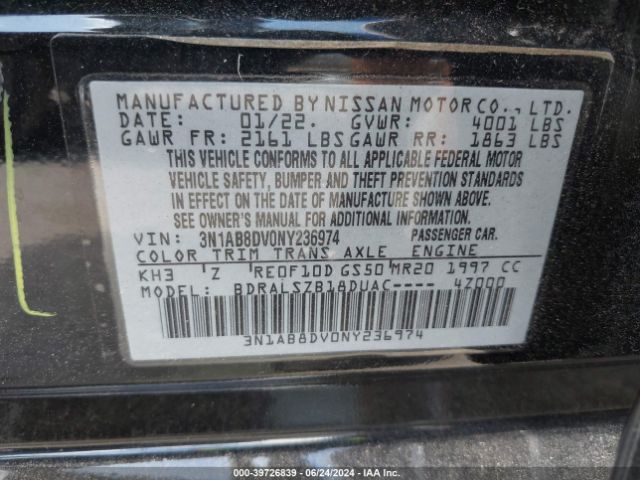 Photo 8 VIN: 3N1AB8DV0NY236974 - NISSAN SENTRA 