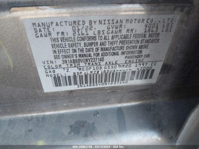 Photo 8 VIN: 3N1AB8DV0NY237140 - NISSAN SENTRA 