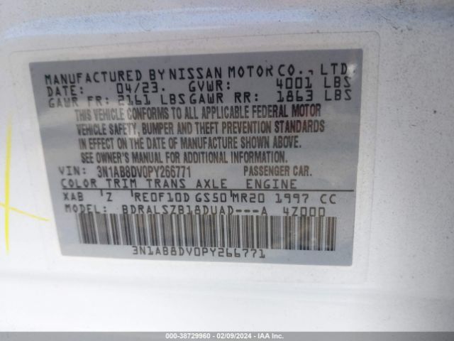 Photo 8 VIN: 3N1AB8DV0PY266771 - NISSAN SENTRA 