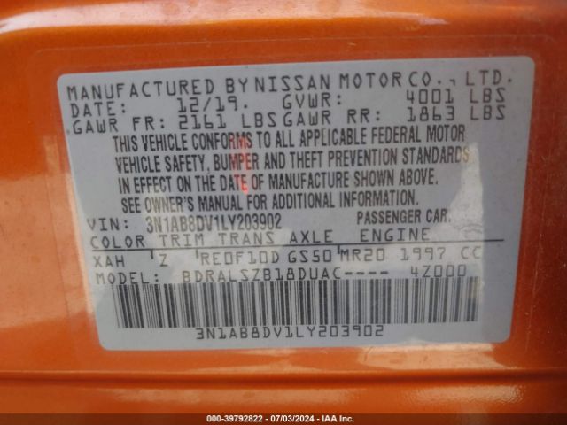 Photo 8 VIN: 3N1AB8DV1LY203902 - NISSAN SENTRA 