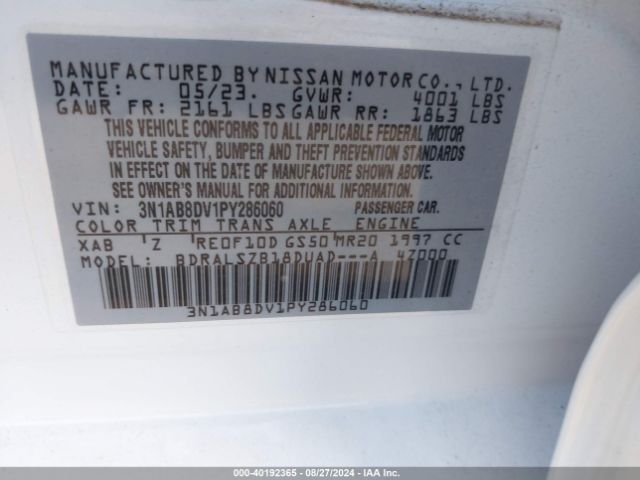 Photo 8 VIN: 3N1AB8DV1PY286060 - NISSAN SENTRA 