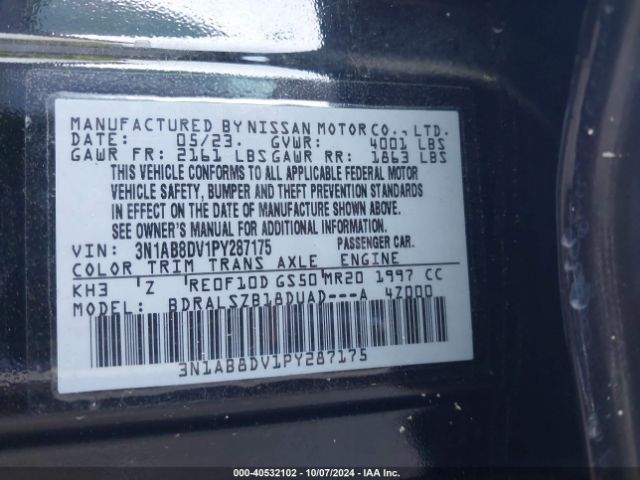 Photo 8 VIN: 3N1AB8DV1PY287175 - NISSAN SENTRA 