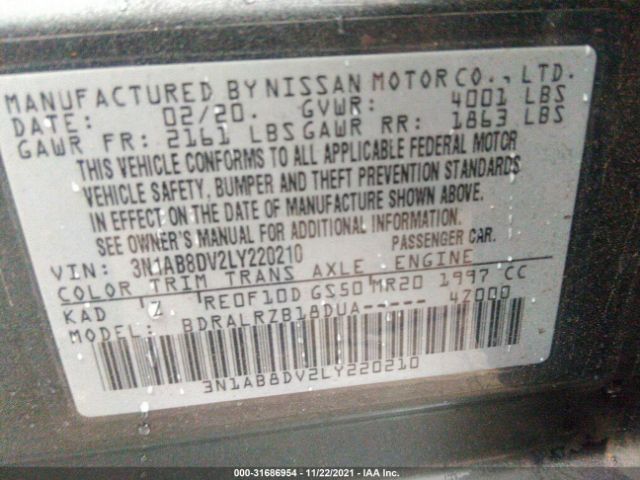 Photo 8 VIN: 3N1AB8DV2LY220210 - NISSAN SENTRA 