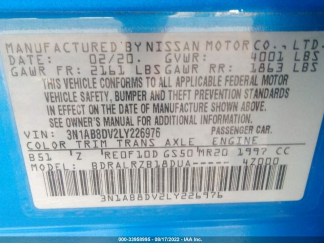 Photo 8 VIN: 3N1AB8DV2LY226976 - NISSAN SENTRA 