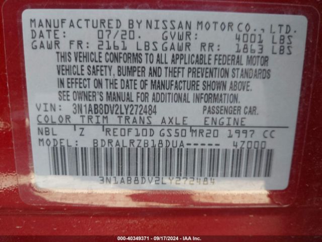 Photo 8 VIN: 3N1AB8DV2LY272484 - NISSAN SENTRA 