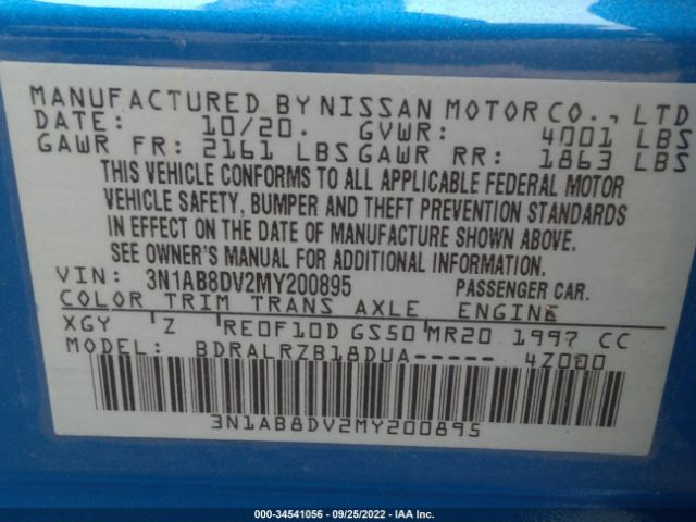 Photo 8 VIN: 3N1AB8DV2MY200895 - NISSAN SENTRA 