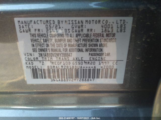 Photo 8 VIN: 3N1AB8DV2MY288847 - NISSAN SENTRA 