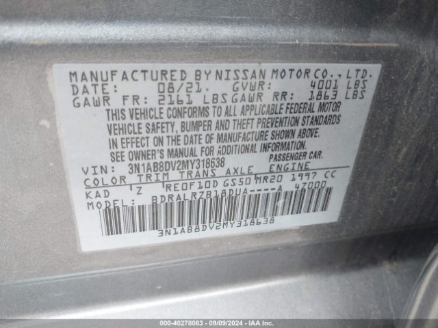 Photo 8 VIN: 3N1AB8DV2MY318638 - NISSAN SENTRA 