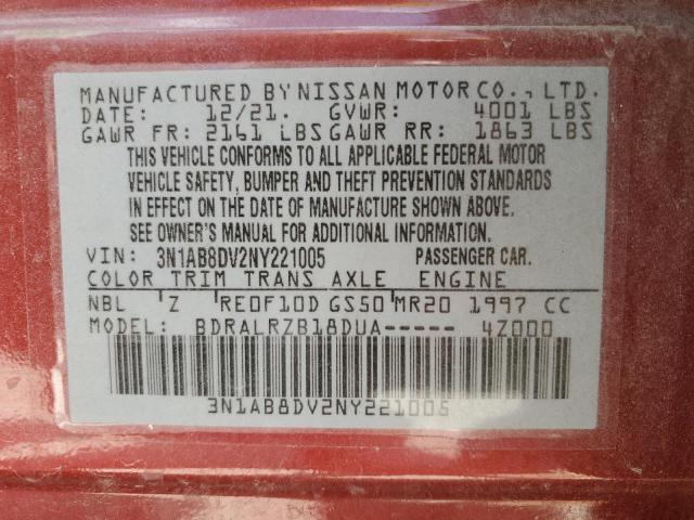 Photo 11 VIN: 3N1AB8DV2NY221005 - NISSAN SENTRA SR 