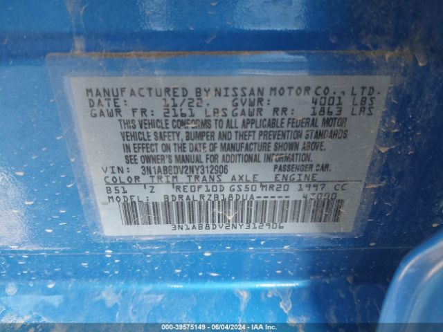 Photo 8 VIN: 3N1AB8DV2NY312906 - NISSAN SENTRA 