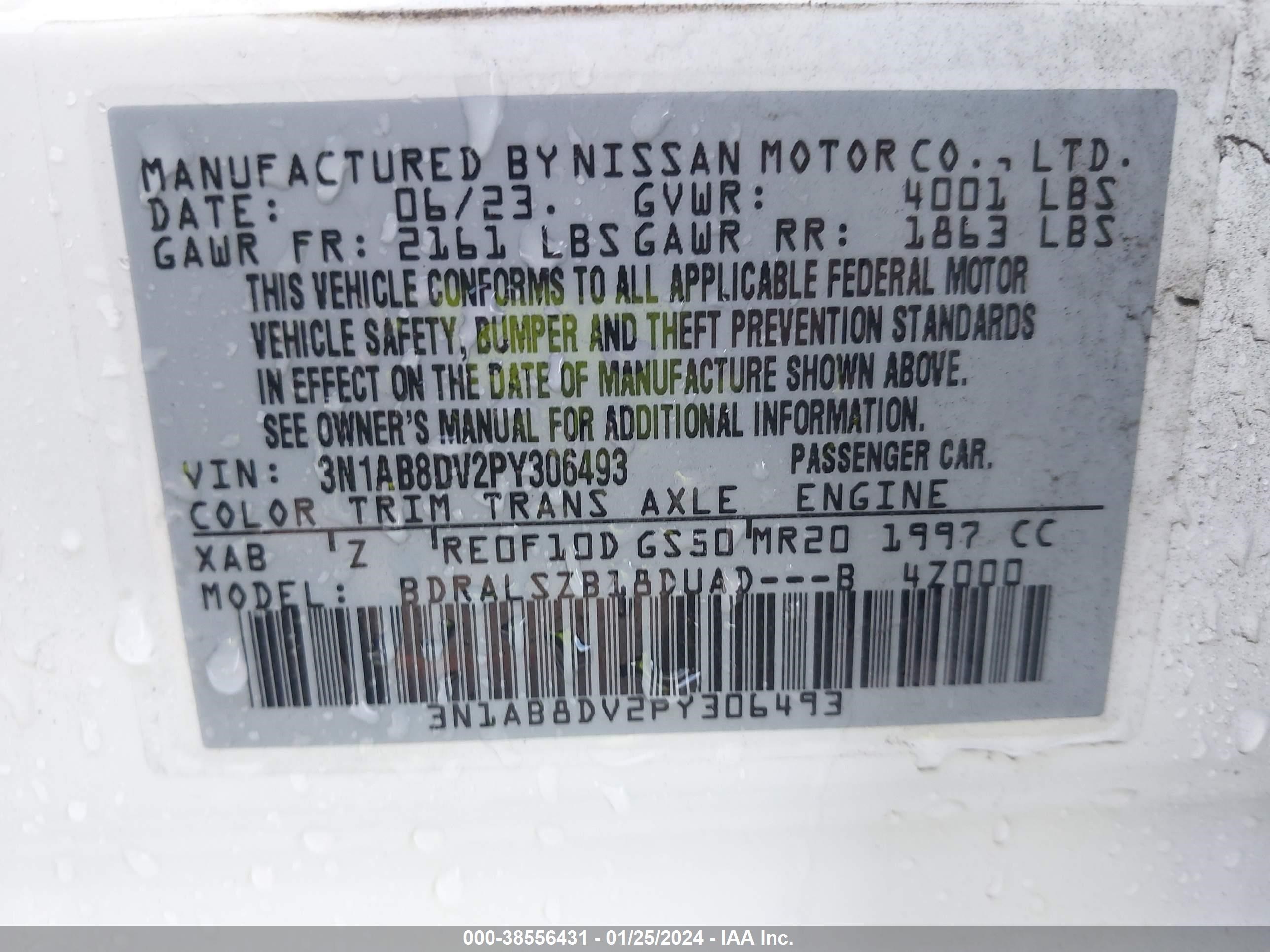 Photo 8 VIN: 3N1AB8DV2PY306493 - NISSAN SENTRA 