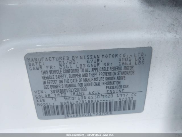 Photo 8 VIN: 3N1AB8DV3LY207000 - NISSAN SENTRA 