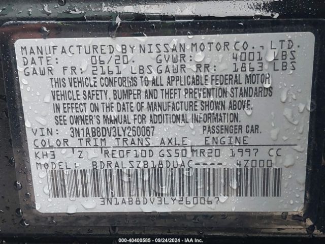 Photo 8 VIN: 3N1AB8DV3LY260067 - NISSAN SENTRA 