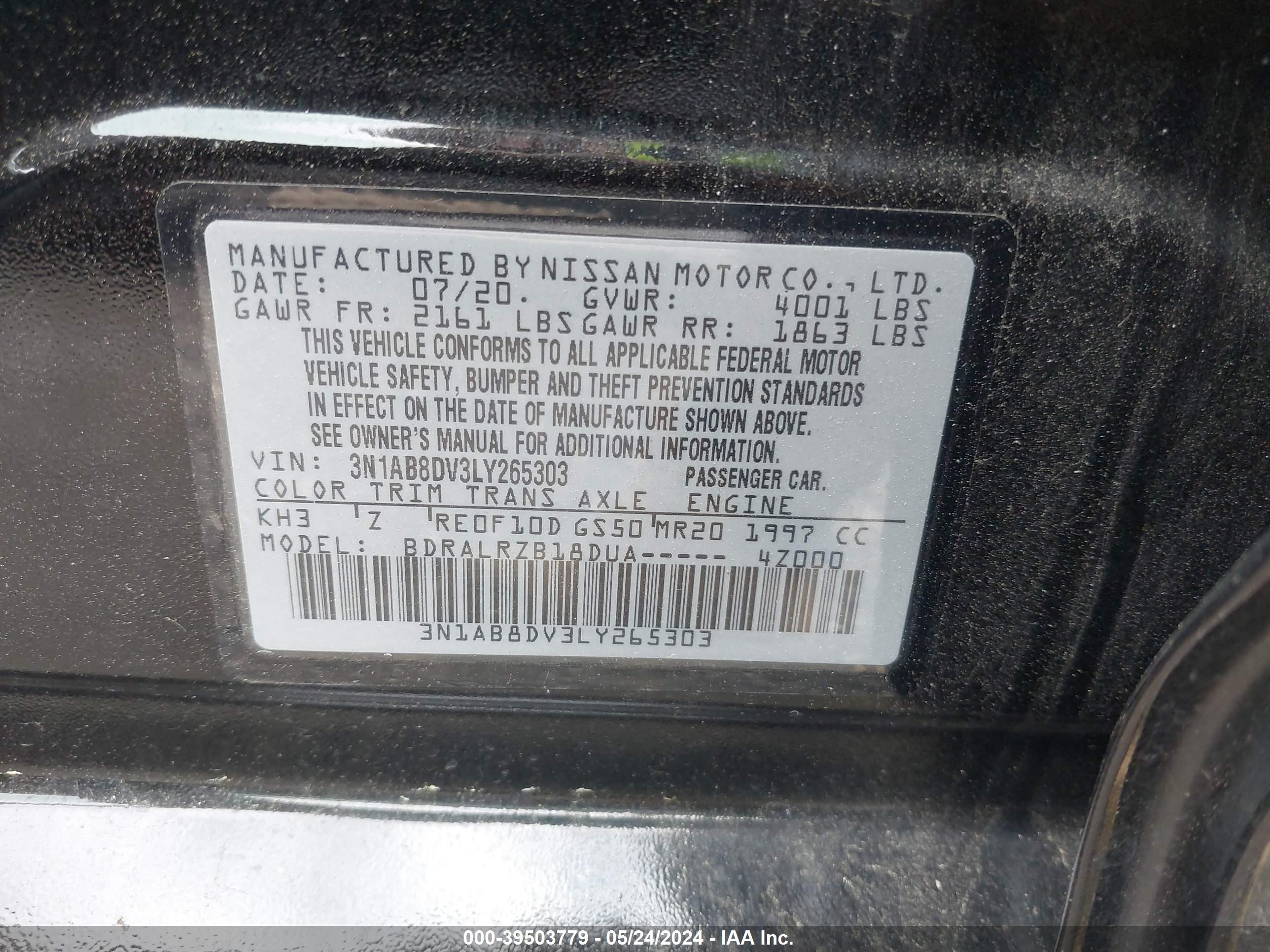 Photo 8 VIN: 3N1AB8DV3LY265303 - NISSAN SENTRA 