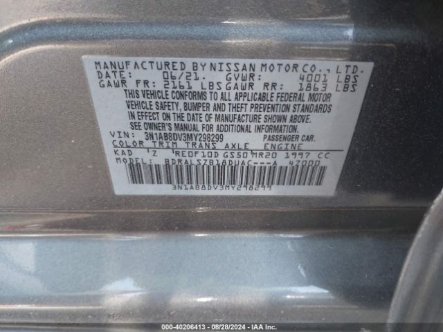 Photo 8 VIN: 3N1AB8DV3MY298299 - NISSAN SENTRA 