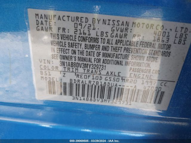 Photo 8 VIN: 3N1AB8DV3MY329731 - NISSAN SENTRA 