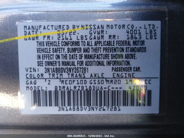 Photo 8 VIN: 3N1AB8DV3NY267281 - NISSAN SENTRA 