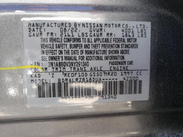 Photo 9 VIN: 3N1AB8DV3NY291340 - NISSAN SENTRA SR 